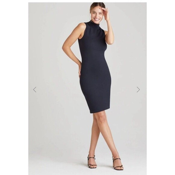 Yummie Black Smoothing Tank Dress Sleeveless Bodycon Mock Neck Size Medium NWT - Picture 1 of 12